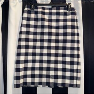 J. CREW • Number 2 -Navy and White Gingham Pencil Skirt